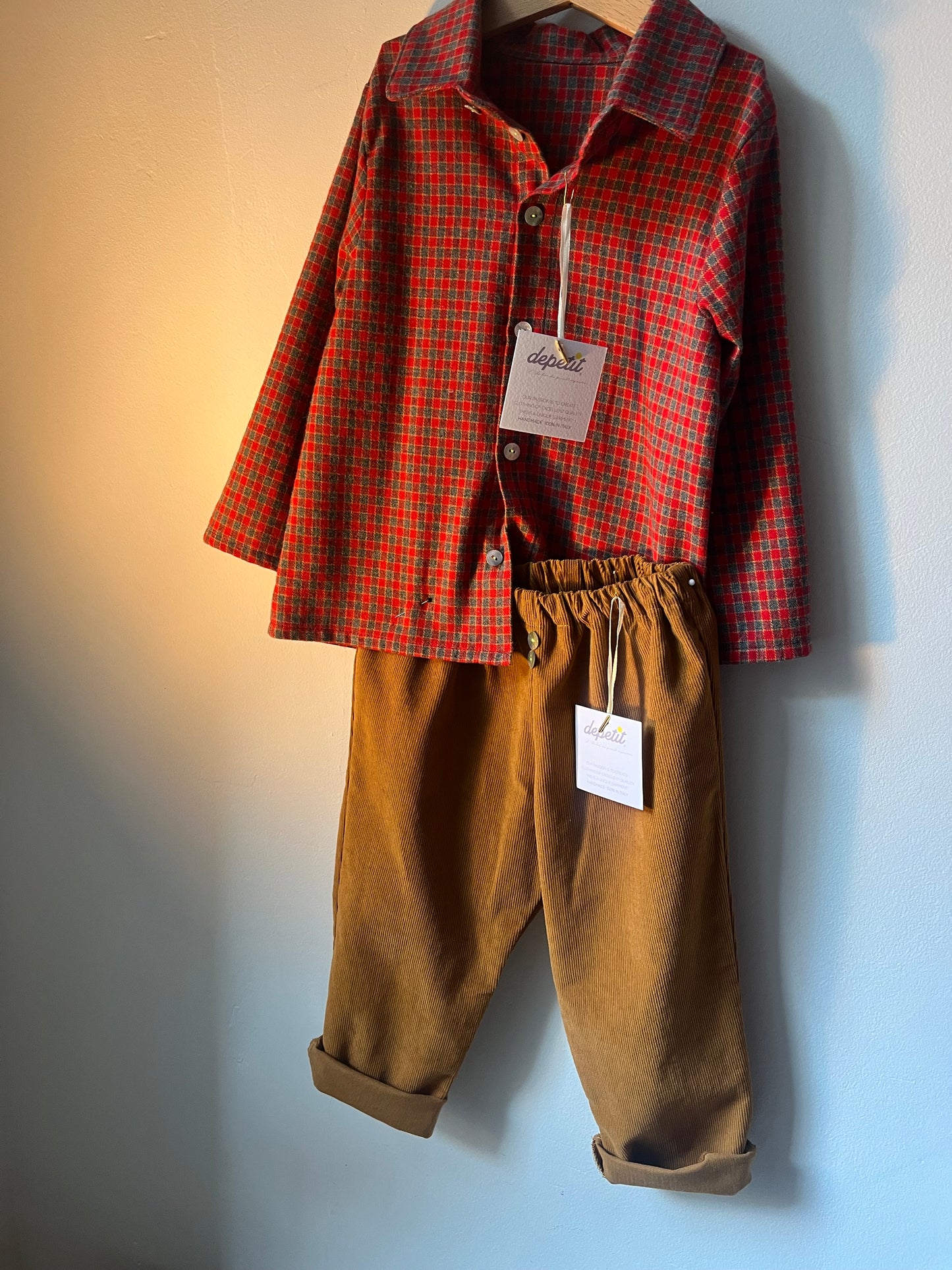 Pantalone  bambino mod. GENEVE – Velluto Millerighe colore senape