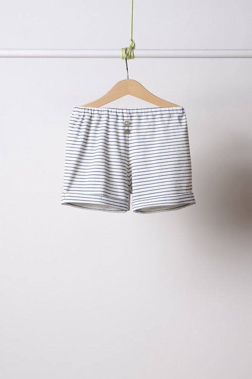 Pantaloncini sartoriali ALEX in jersey rigatto blue
