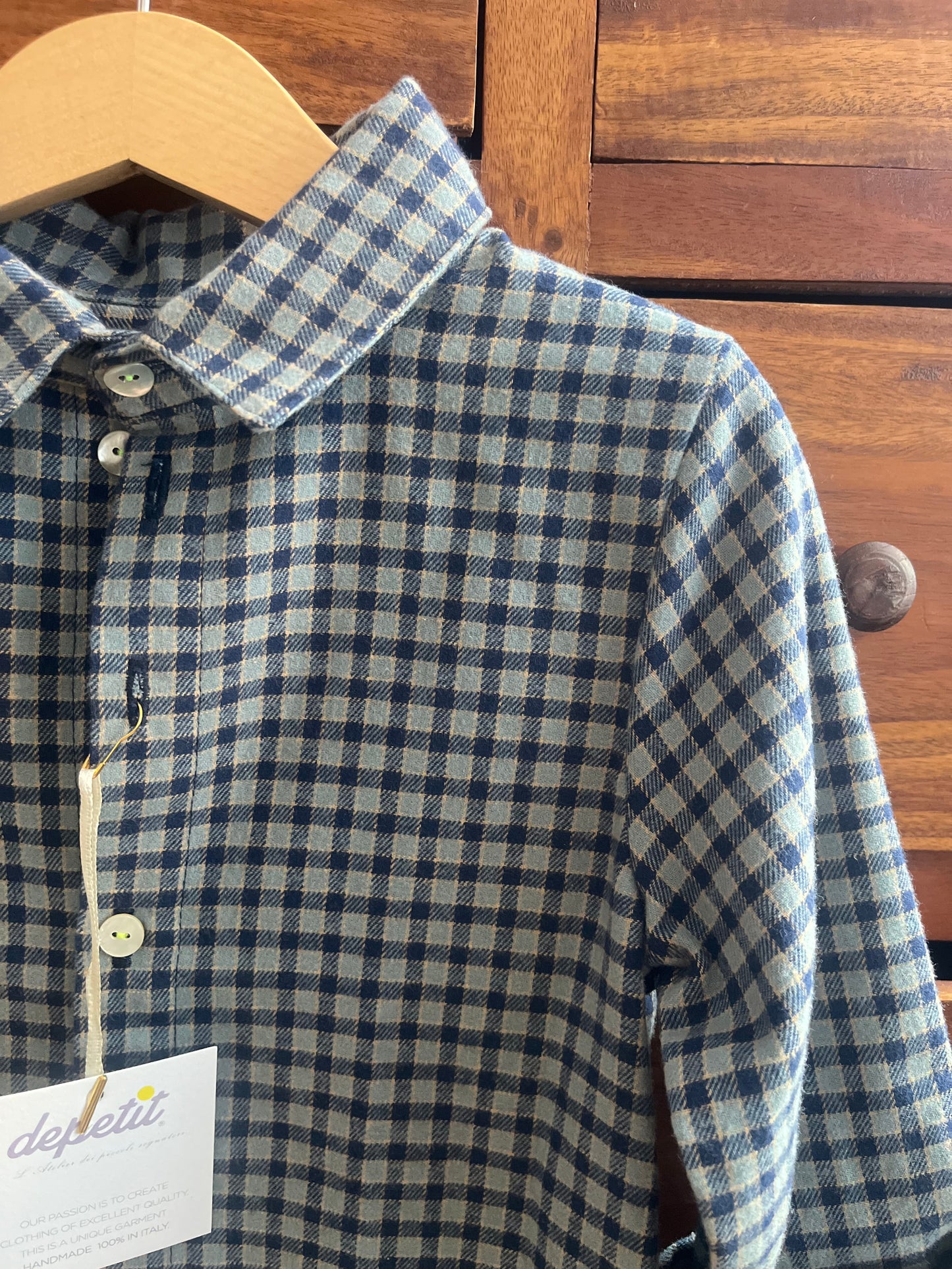 Camicia unisex Modello Olly in Cotone Felpato – Fantasia vichy blue