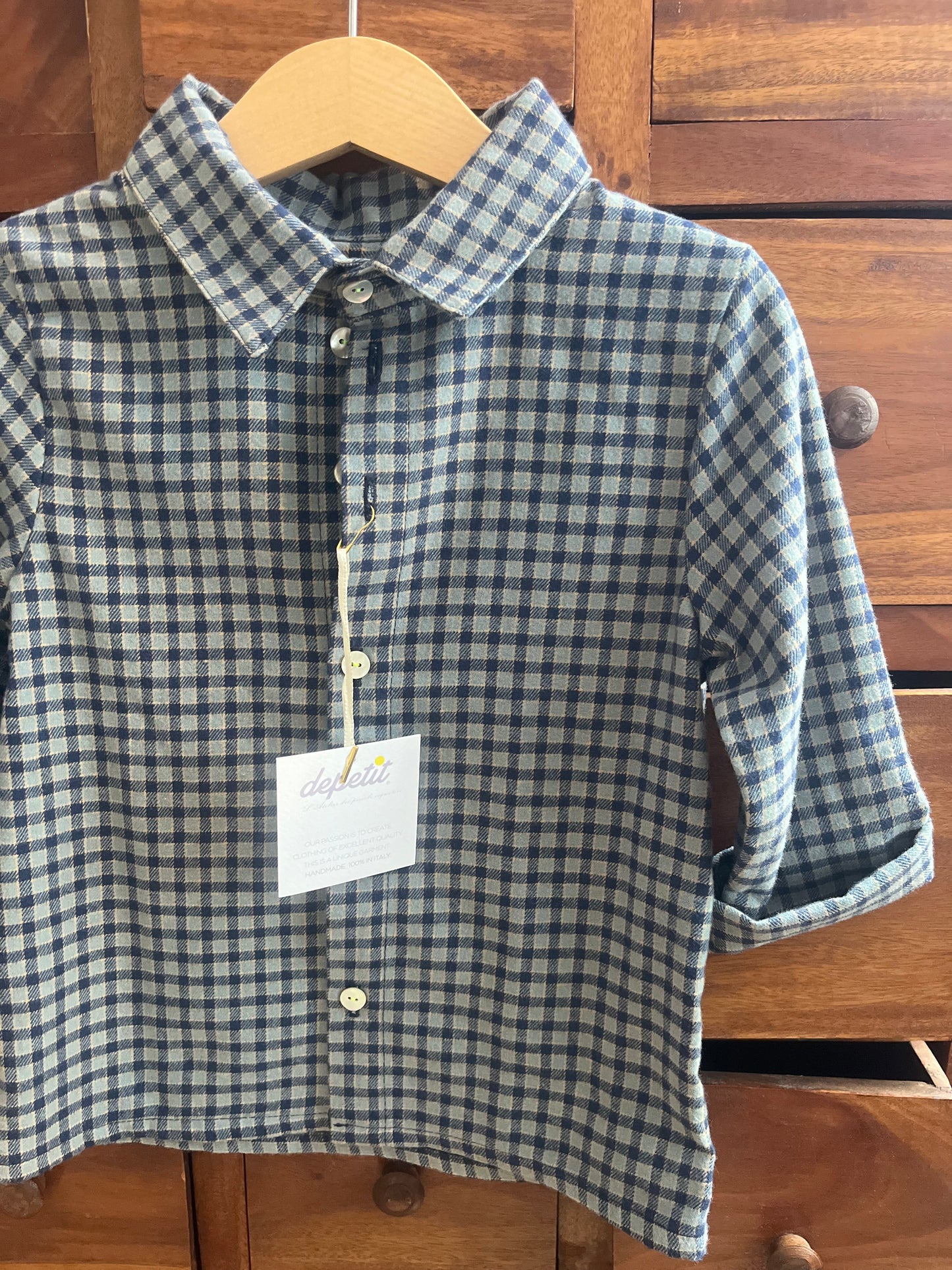 Camicia unisex Modello Olly in Cotone Felpato – Fantasia vichy blue