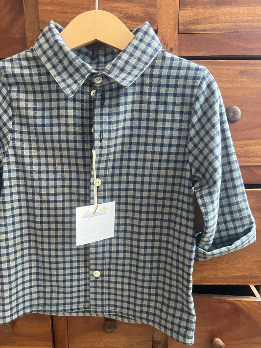 Camicia unisex Modello Olly in Cotone Felpato – Fantasia vichy blue