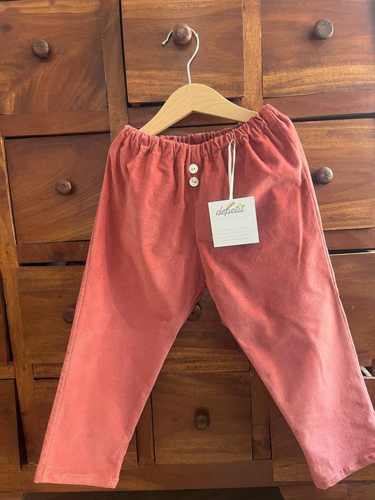 Pantalone mod. GENEVE– Velluto Millerighe colore rosa antico
