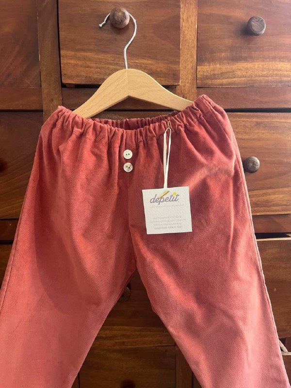 Pantalone mod. GENEVE– Velluto Millerighe colore rosa antico