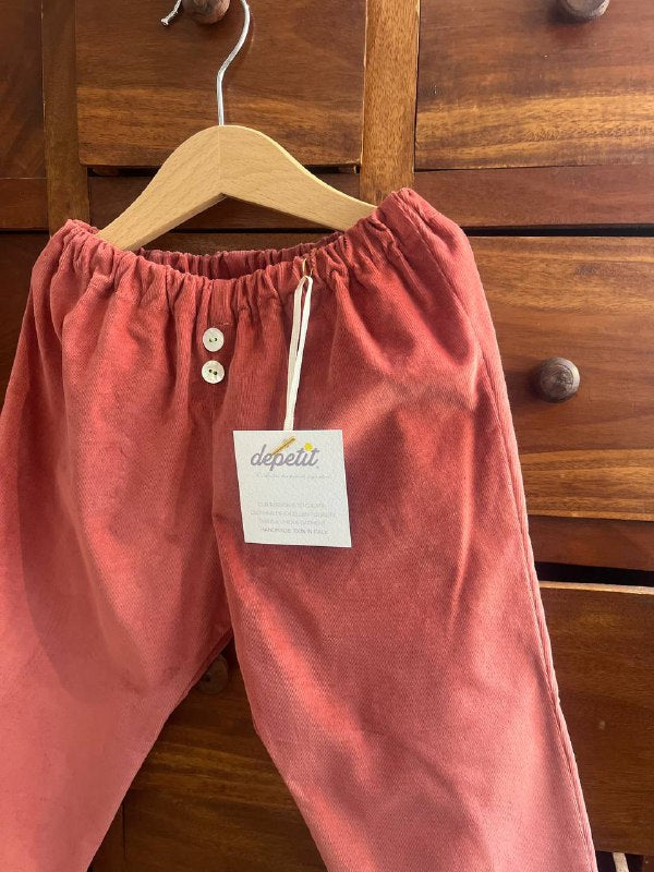 Pantalone mod. GENEVE– Velluto Millerighe colore rosa antico