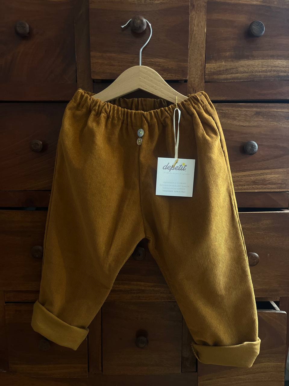 Pantalone  bambino mod. GENEVE – Velluto Millerighe colore senape