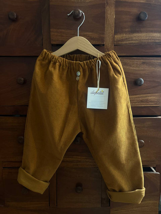 Pantalone  bambino mod. GENEVE – Velluto Millerighe colore senape