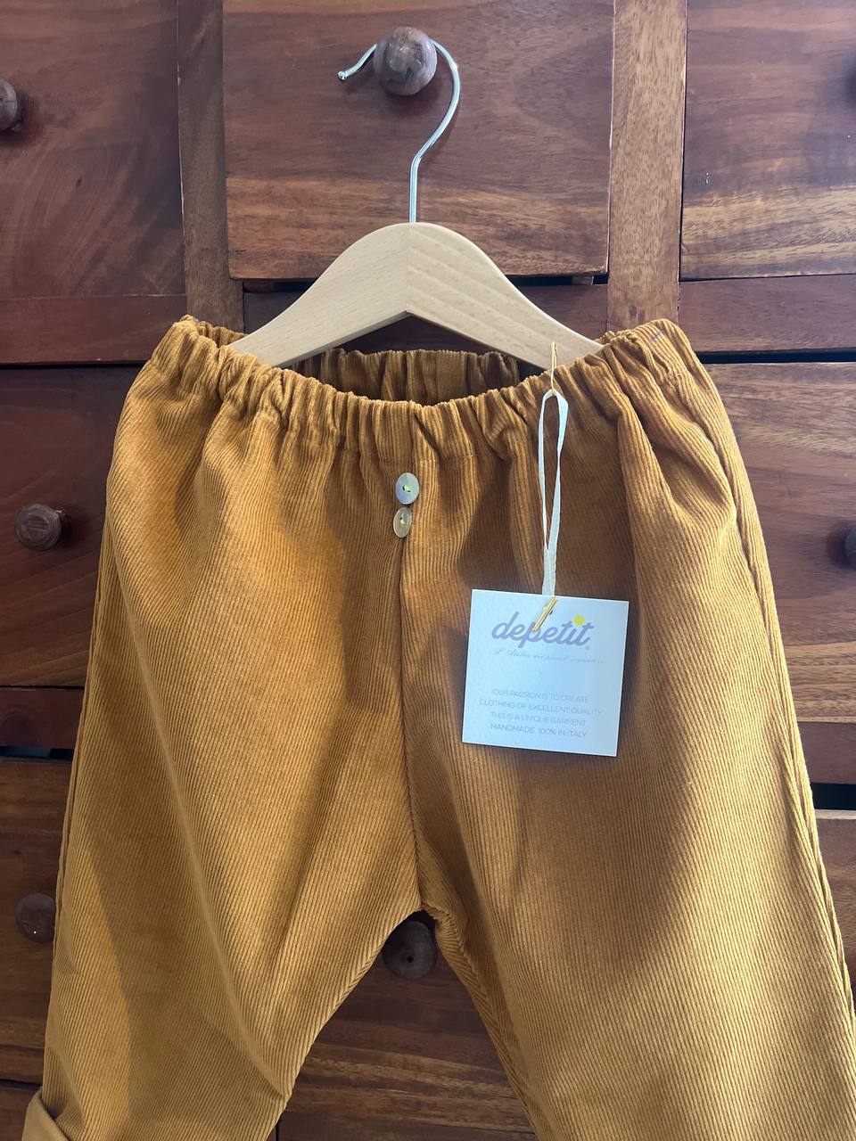 Pantalone  bambino mod. GENEVE – Velluto Millerighe colore senape