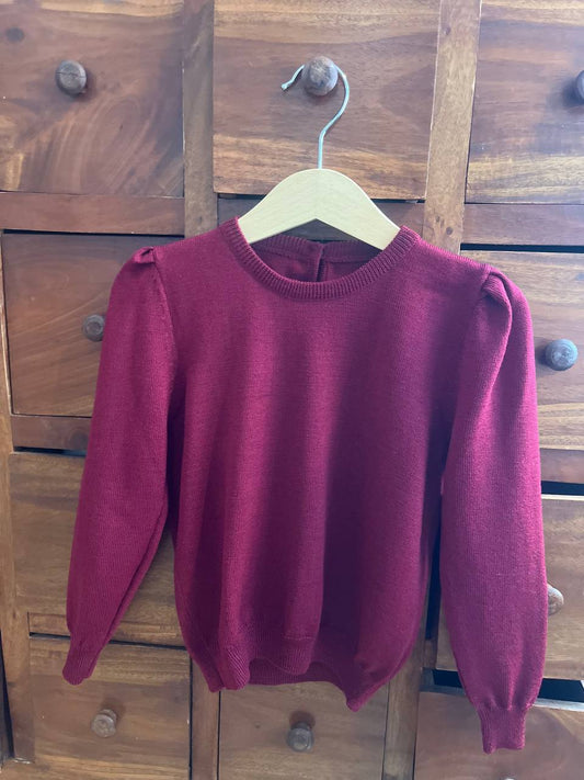 Maglione Girocollo in 100% Lana Pettinata BORDEAUX - dettaglio spalla
