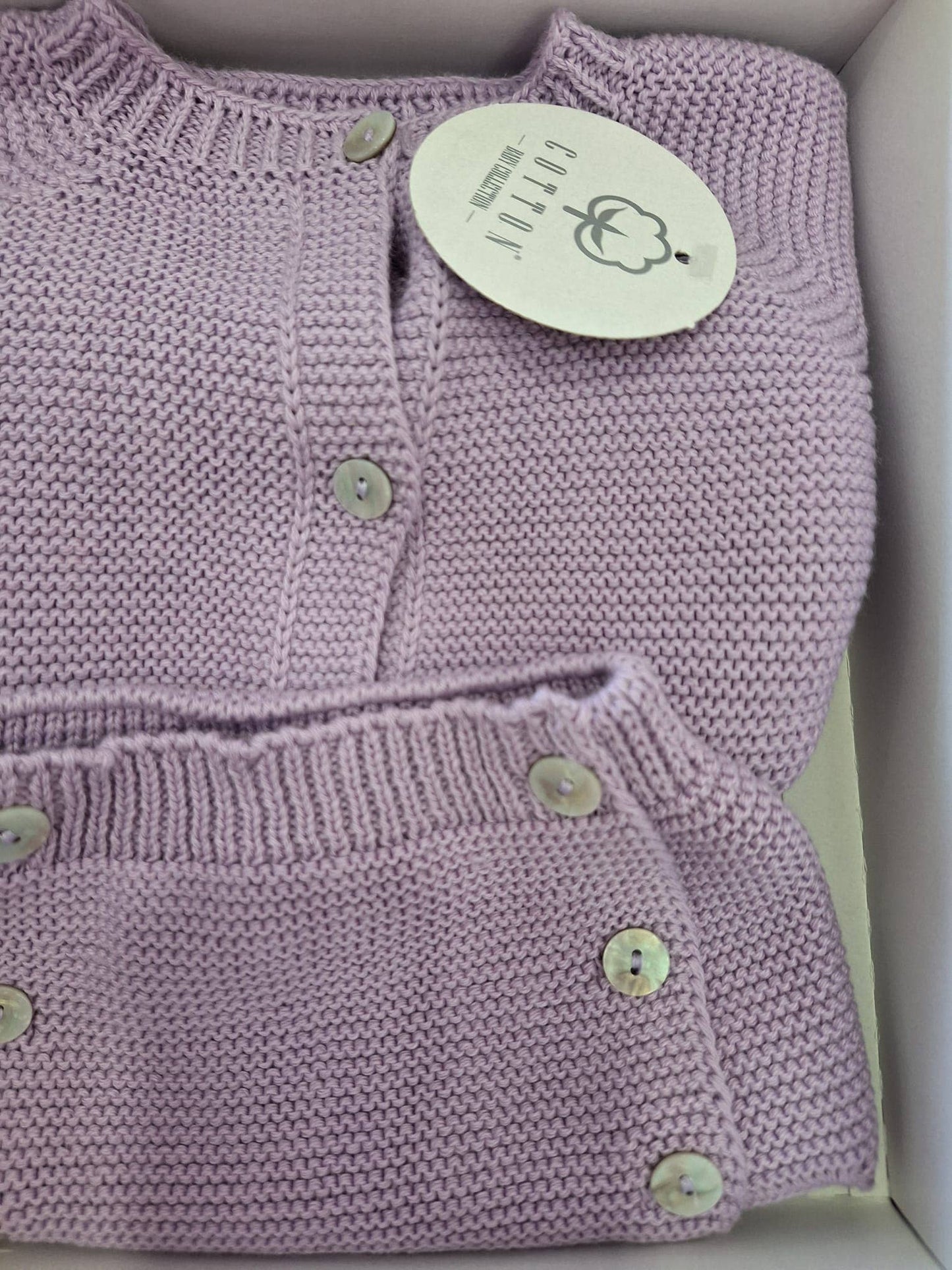 Set giacca con copri pannolino in punto cotone 100%