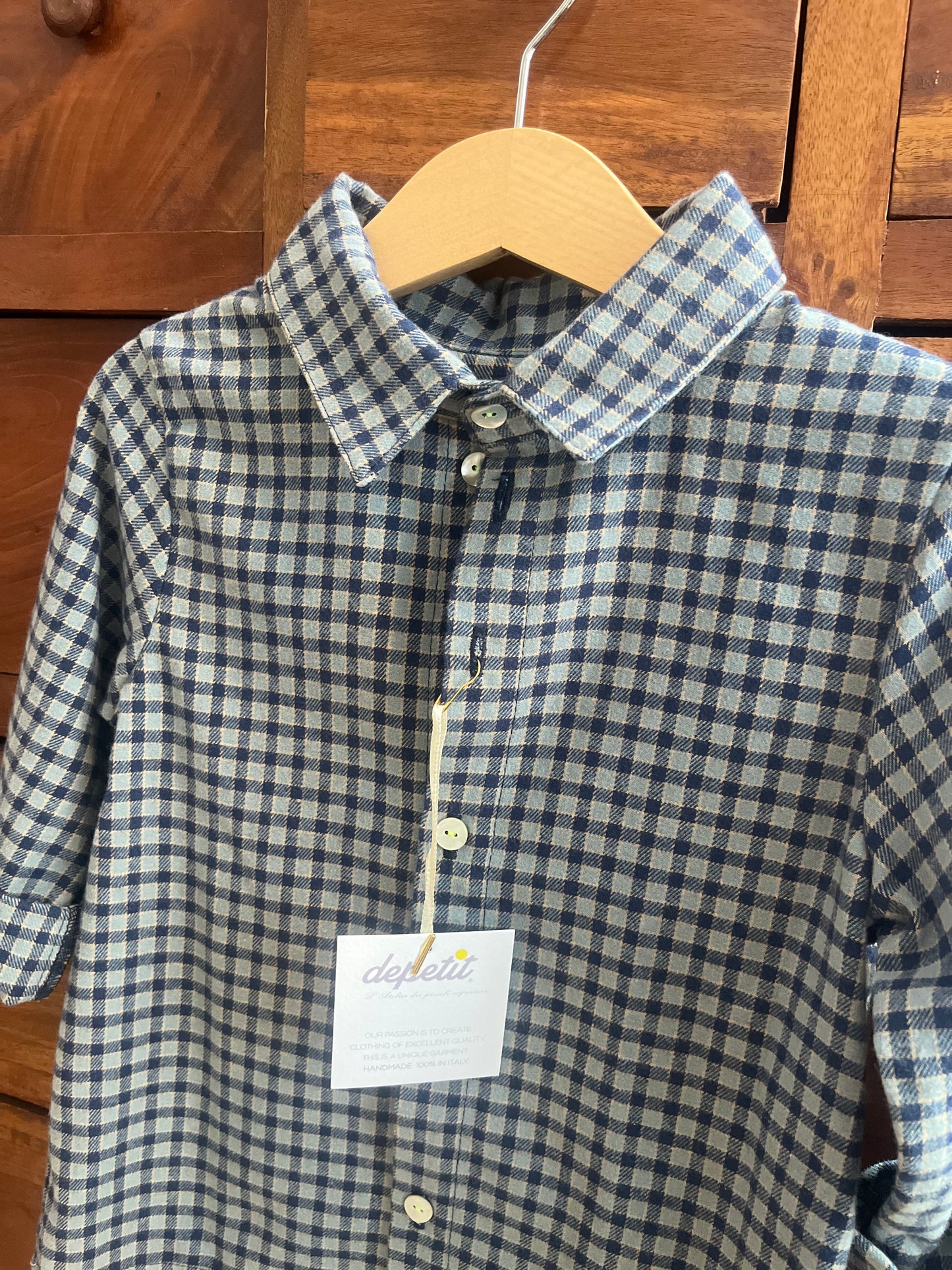 Camicia unisex Modello Olly in Cotone Felpato – Fantasia vichy blue