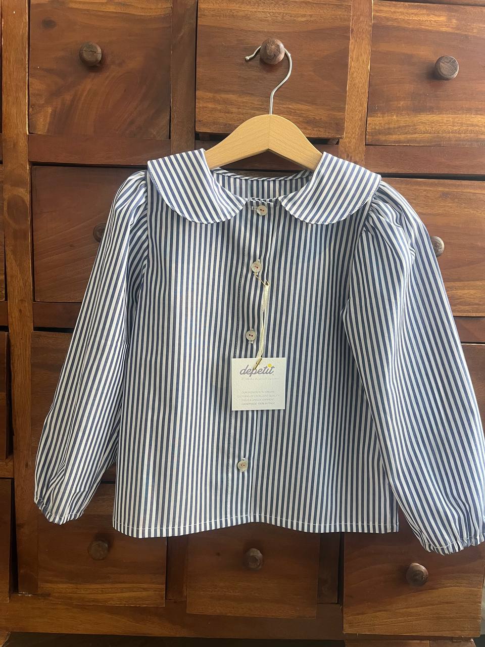 CAMICIA PER BAMBINA IN COTONE FANTASIA A RIGHE