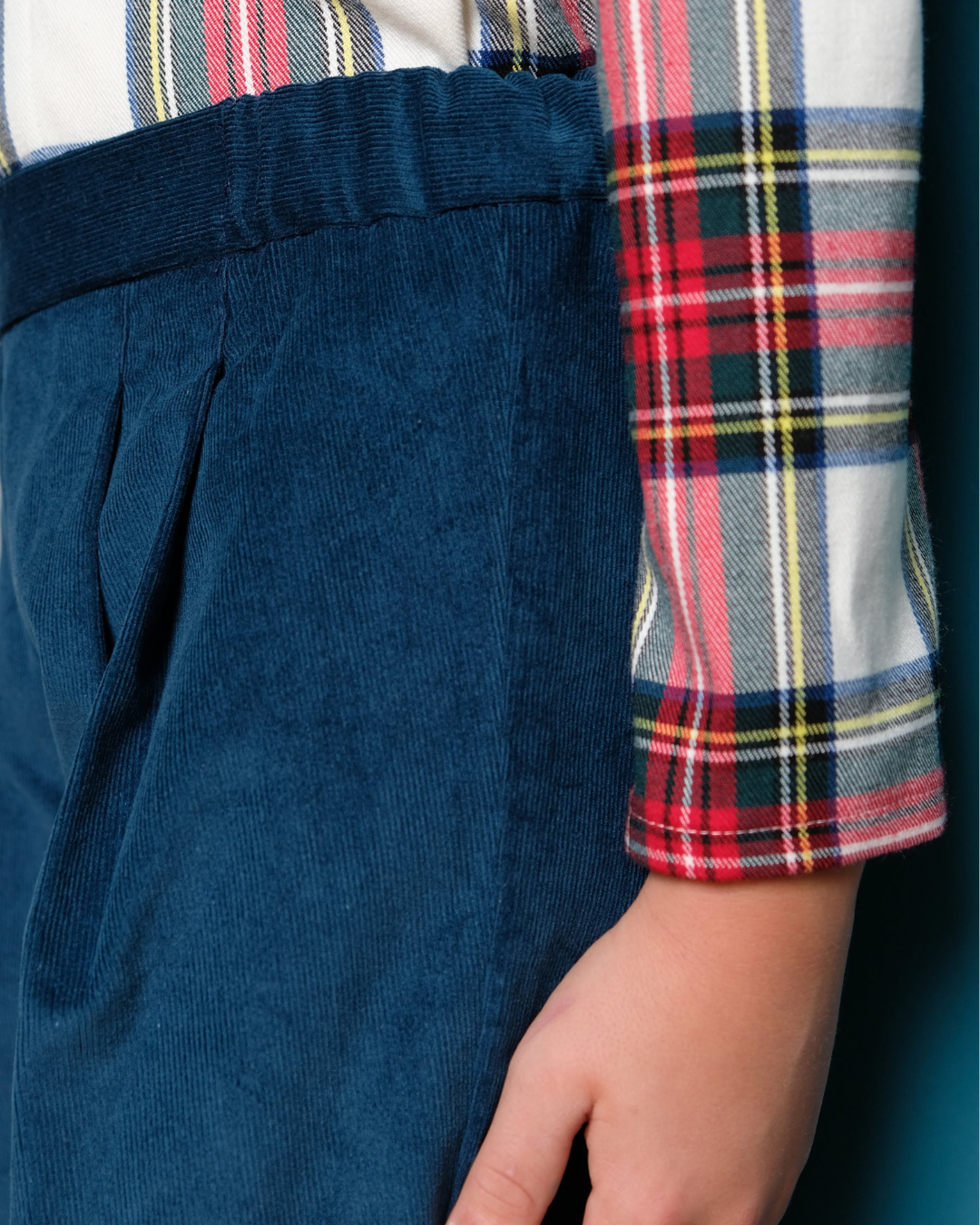 Camicia in velluto scozzese bimba