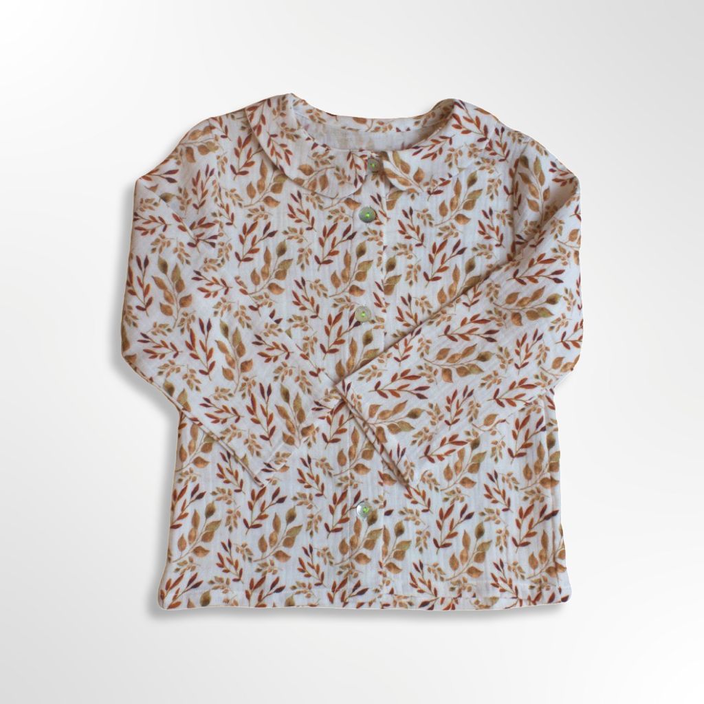 GIRL'S SHIRT mod. BOLOGNA - AUTUMN FANTASY WHITE background