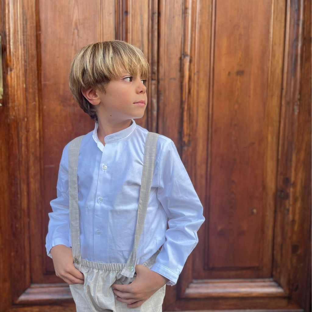 camicia bianca per bambino con colletto alla coreana