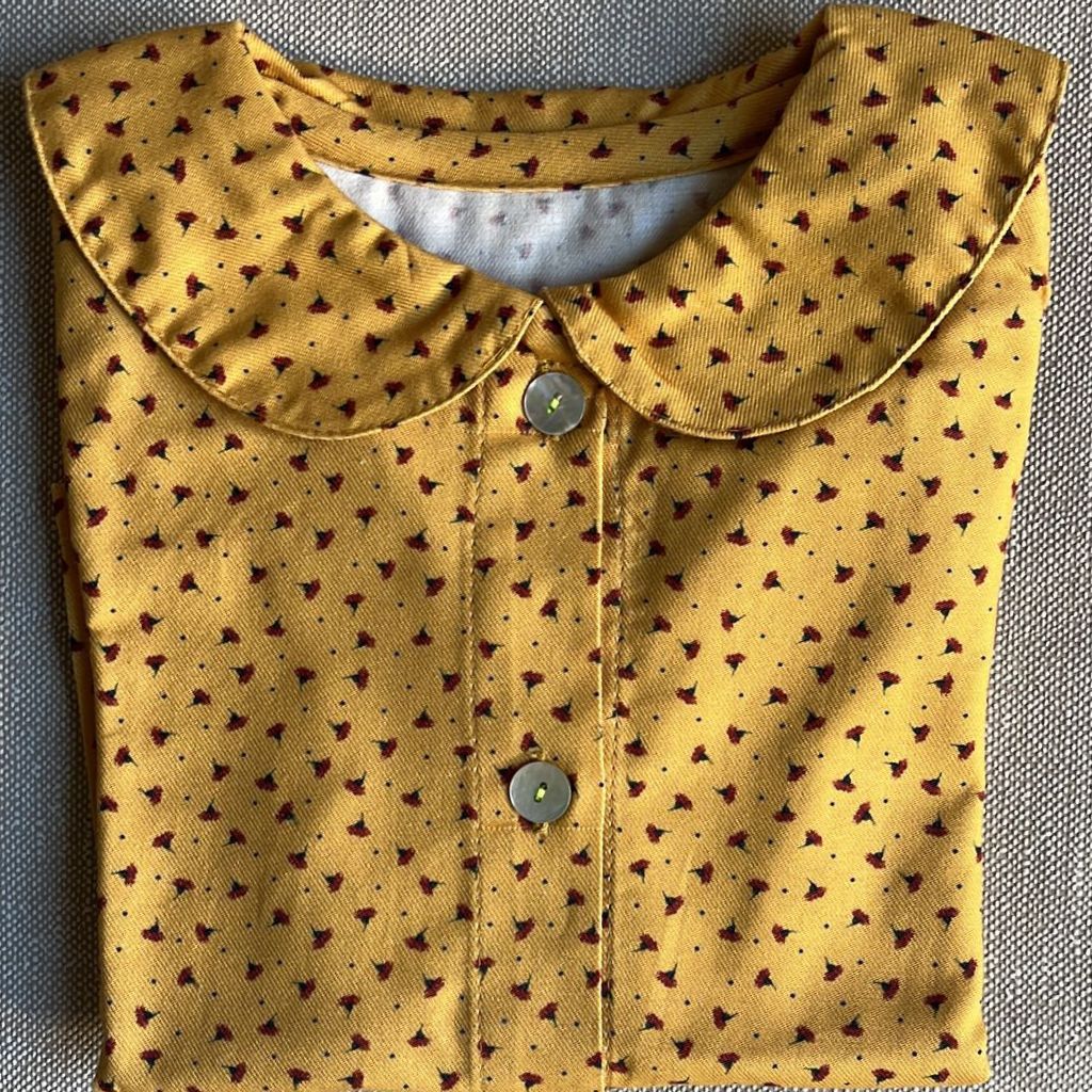 GIRL'S SHIRT mod. BOLOGNA - MUSTARD FLOWER PATTERN