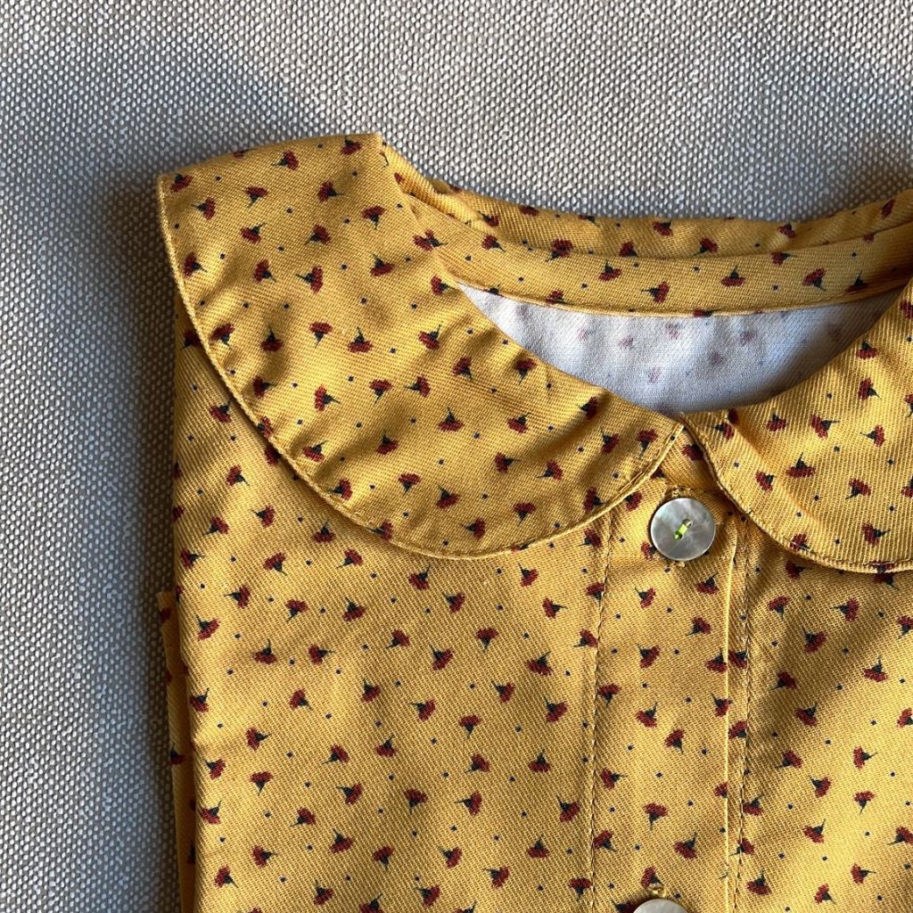 GIRL'S SHIRT mod. BOLOGNA - MUSTARD FLOWER PATTERN