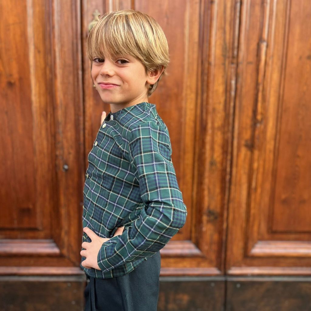 camicia unisex per bambino e bambina tartan scozzese