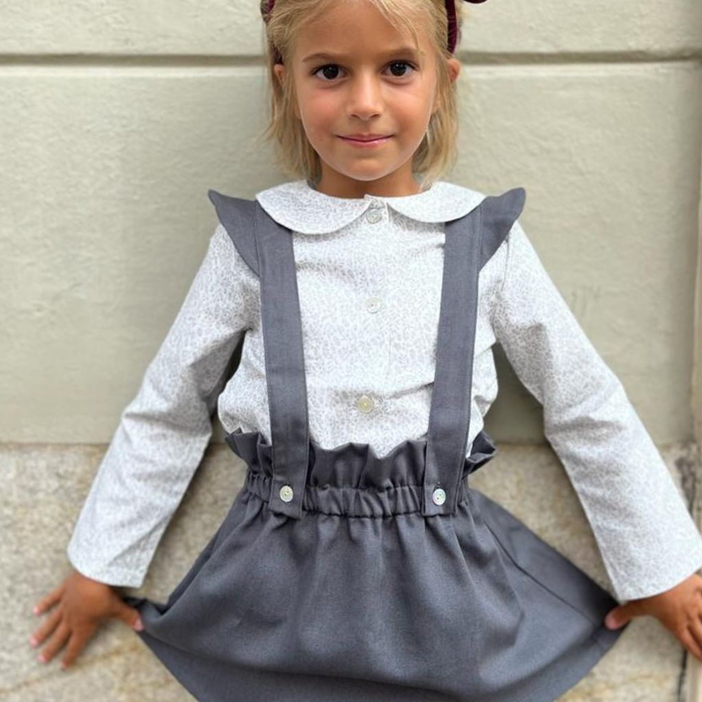 gonna da bambina con bretelle