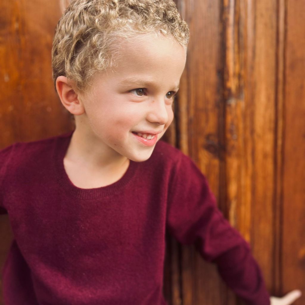 pullover bambino lana e cashmere bordeaux