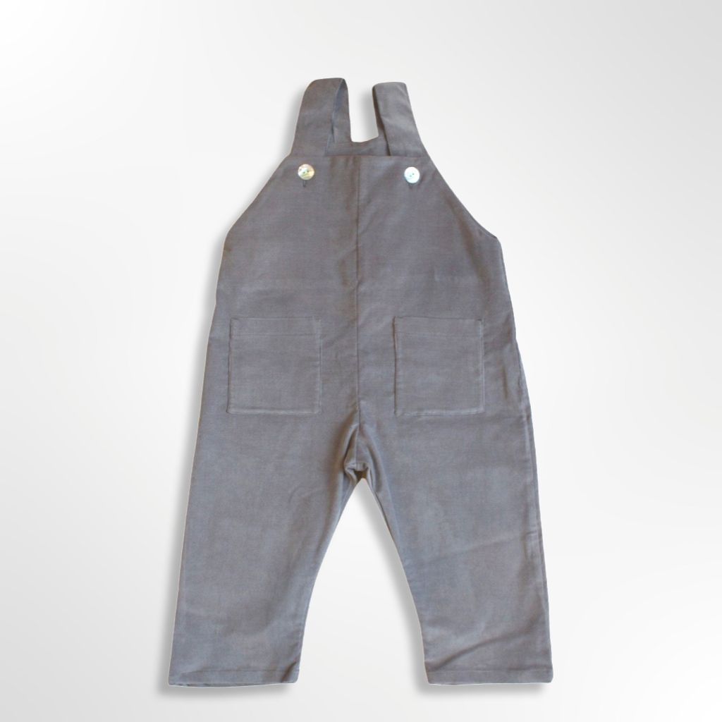 salopette bambino e bambina in velluto grigio