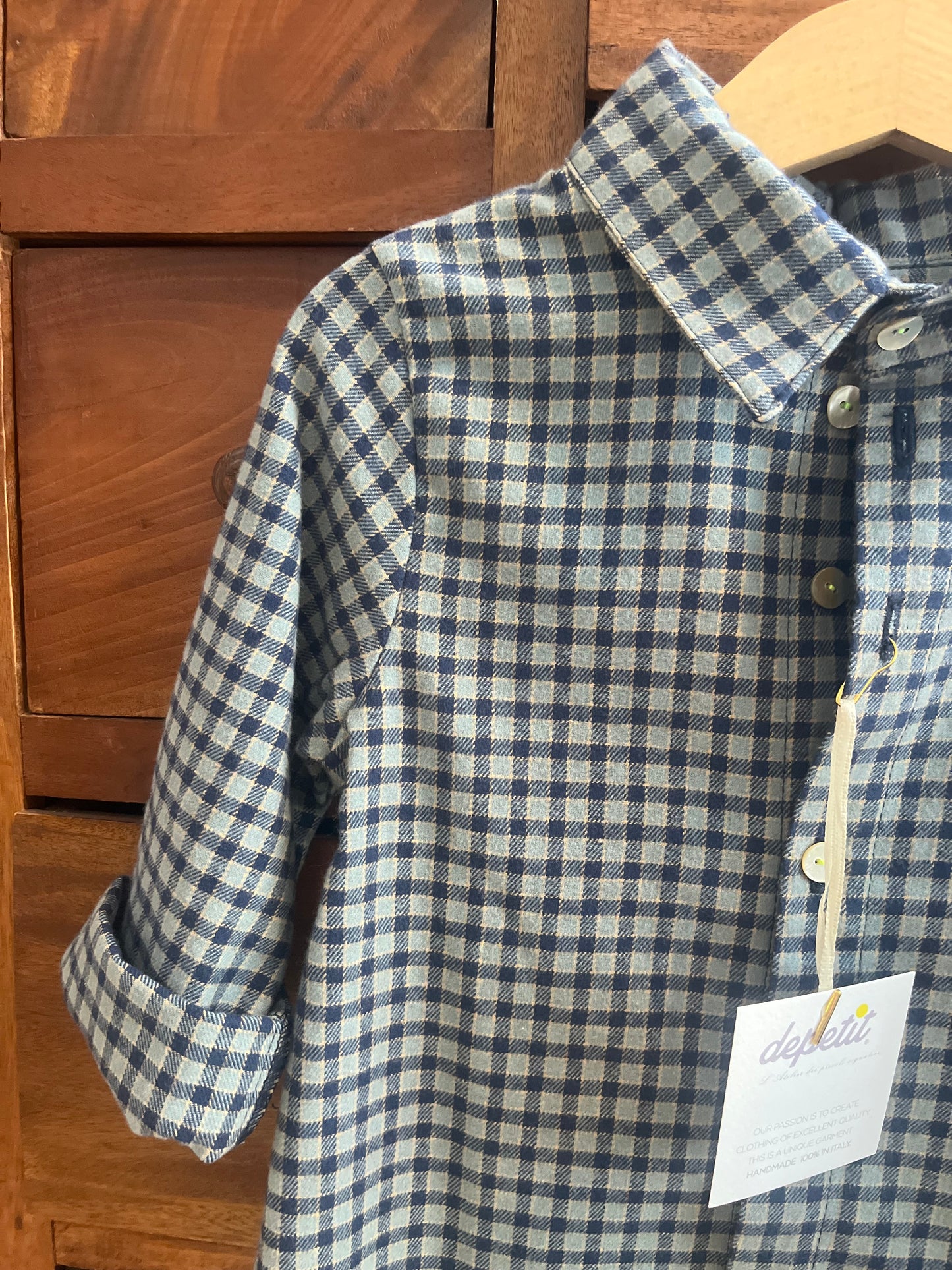 Camicia unisex Modello Olly in Cotone Felpato – Fantasia vichy blue