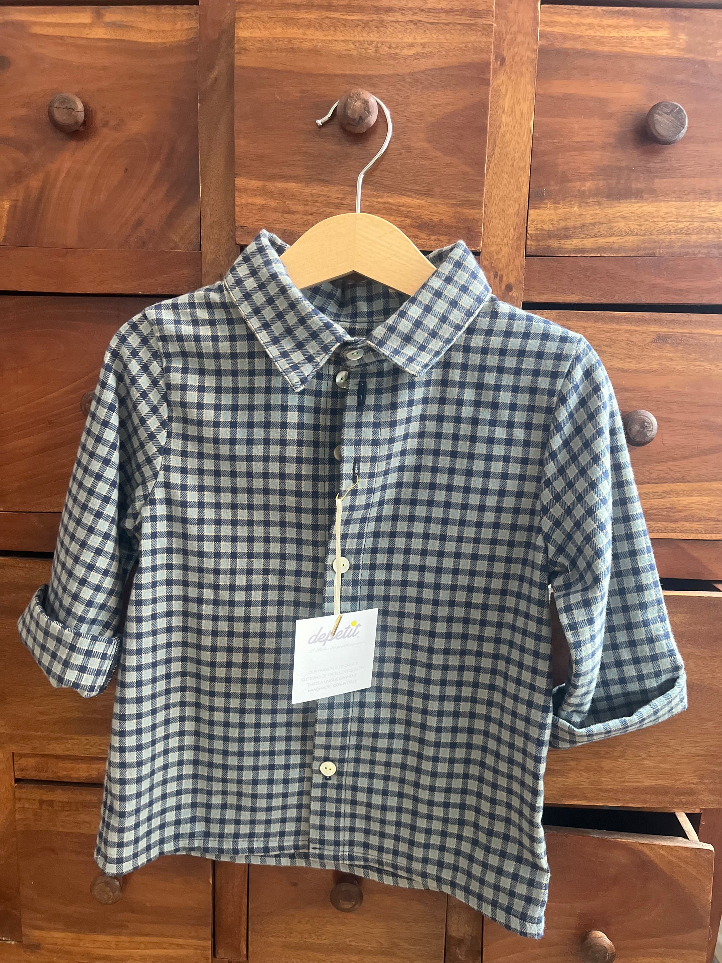 Camicia unisex Modello Olly in Cotone Felpato – Fantasia vichy blue