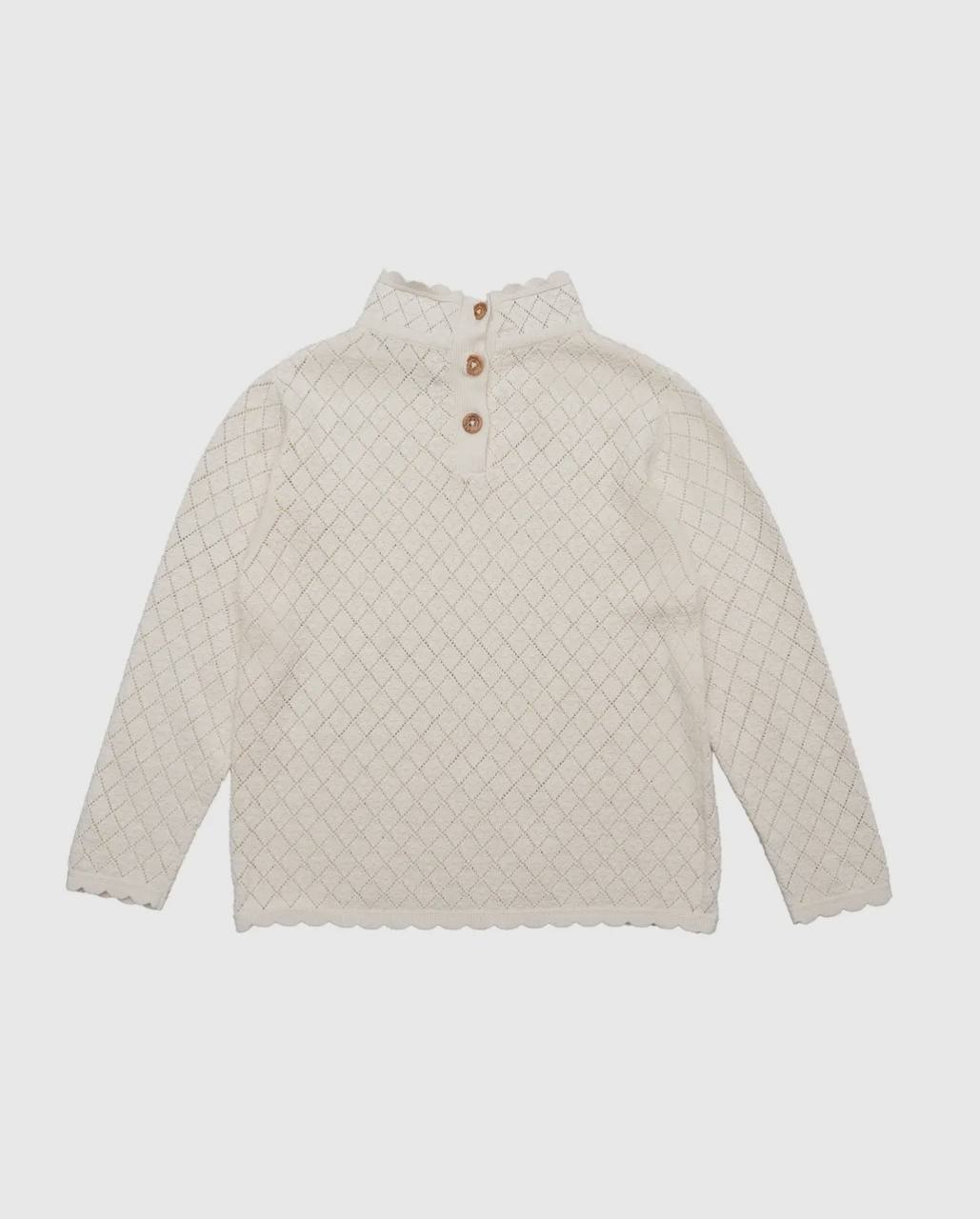 Maglioncino bimba lavorazione a maglia traforata a rombi.