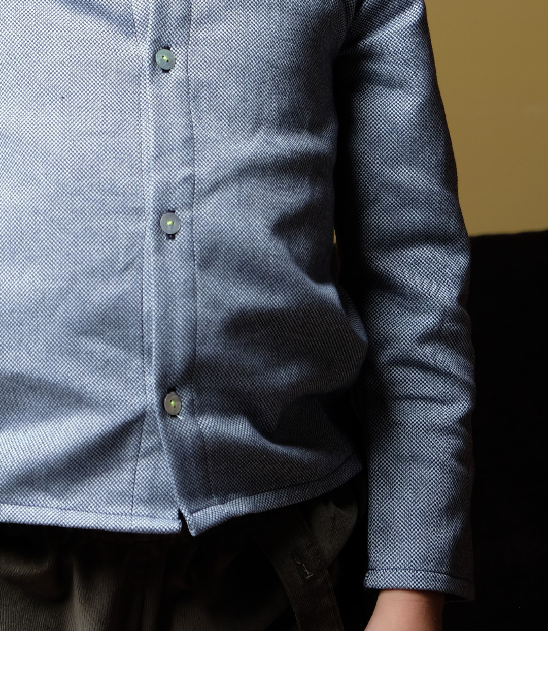 Camicia Bimbo Modello Olly in Cotone Felpato – Fantasia Grano di Riso