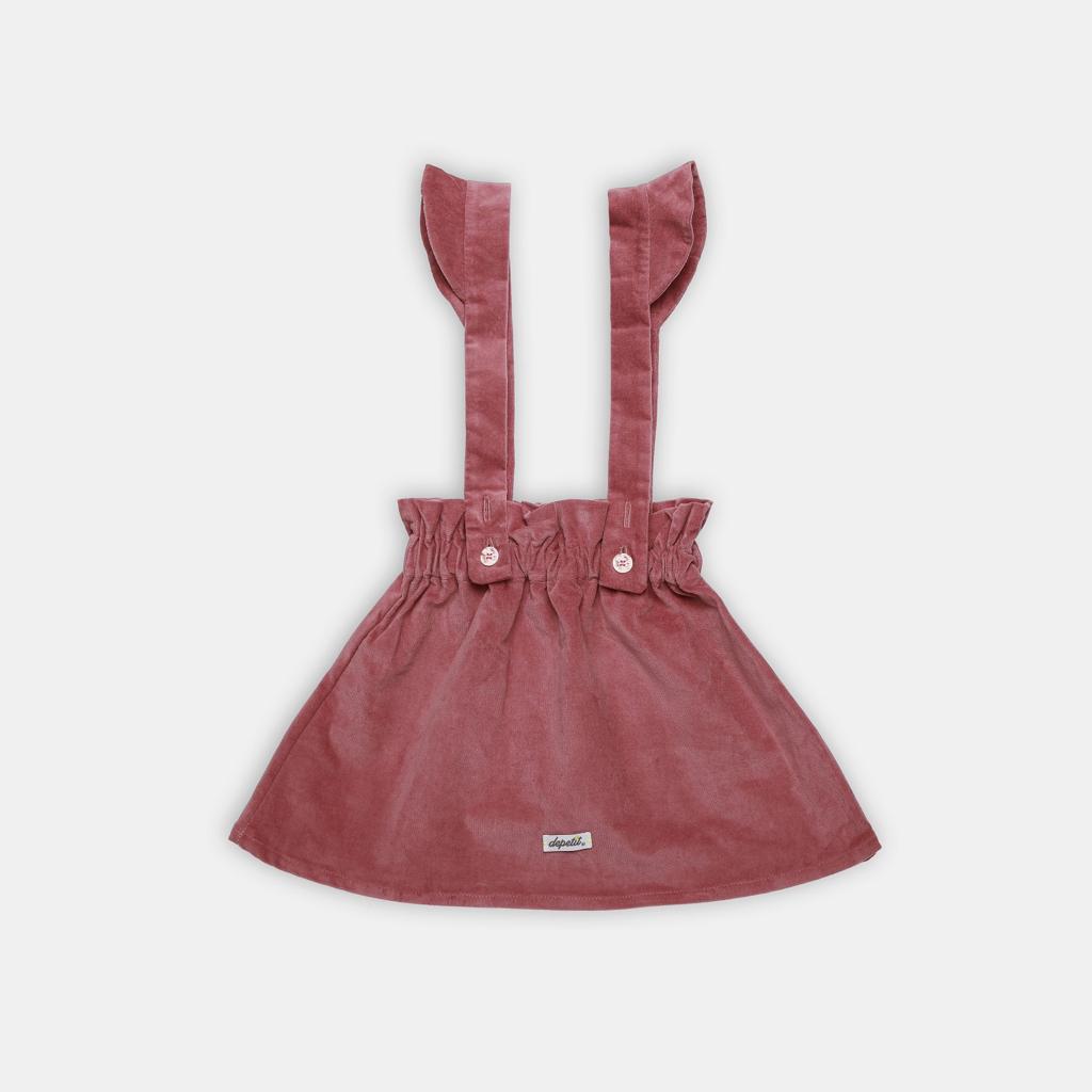 Gonna bambina in velluto con bretelle retro