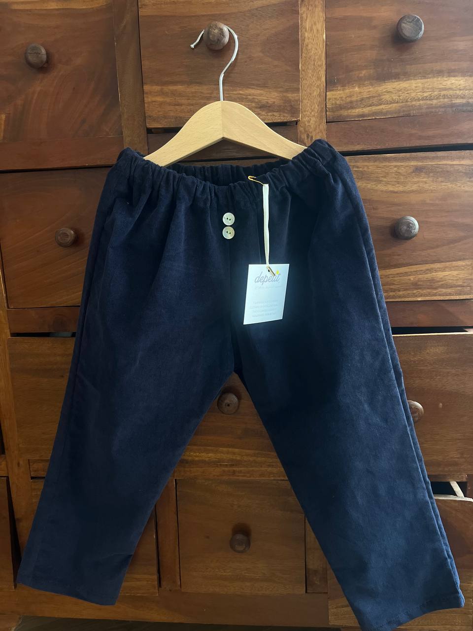 pantalone bambini in velluto blu