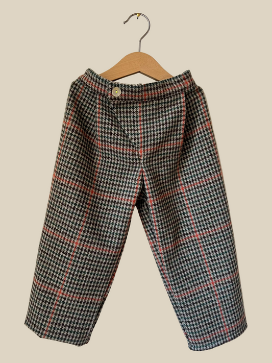 pantalone in cotone da bambina fantasia quadri