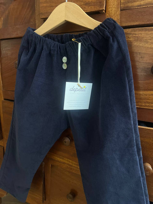 pantalone in velluto blu bambini