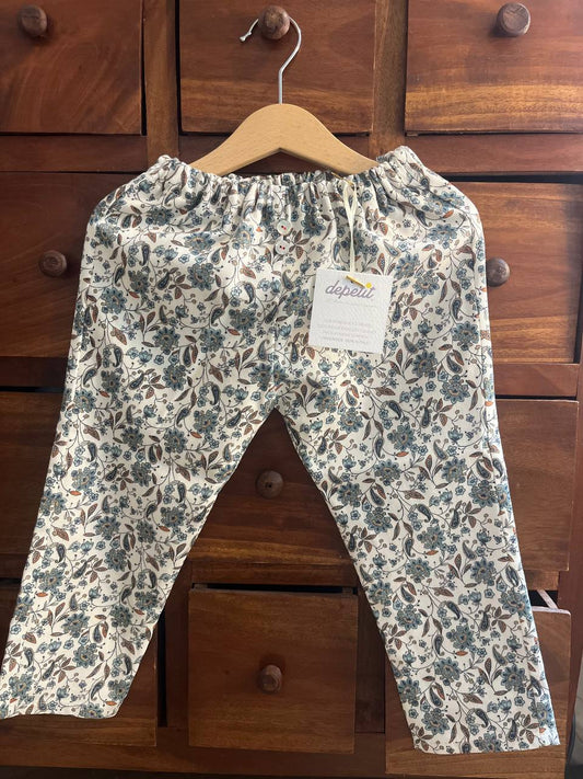 pantaloni bimba in velluto fantasia a fiori