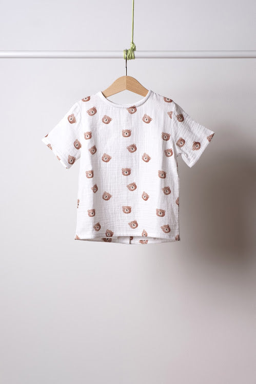 Modello NOE –  Maglietta maniche corte unisex con fantasia palme e dinosauri (Copia)