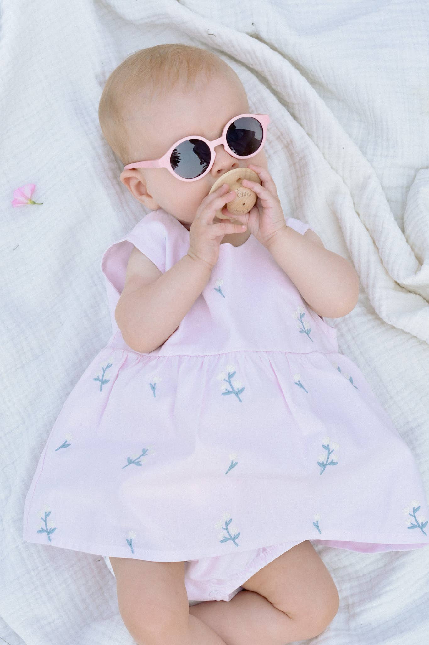 Tutina in cotone 100% con ricamo floreale Baby