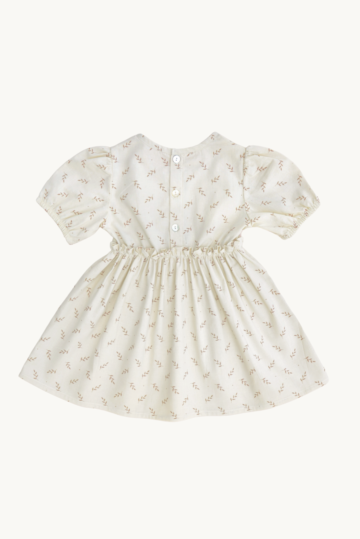Abito estivo beige con stampa floreale per bambina 100% cotone OEKO-TEX