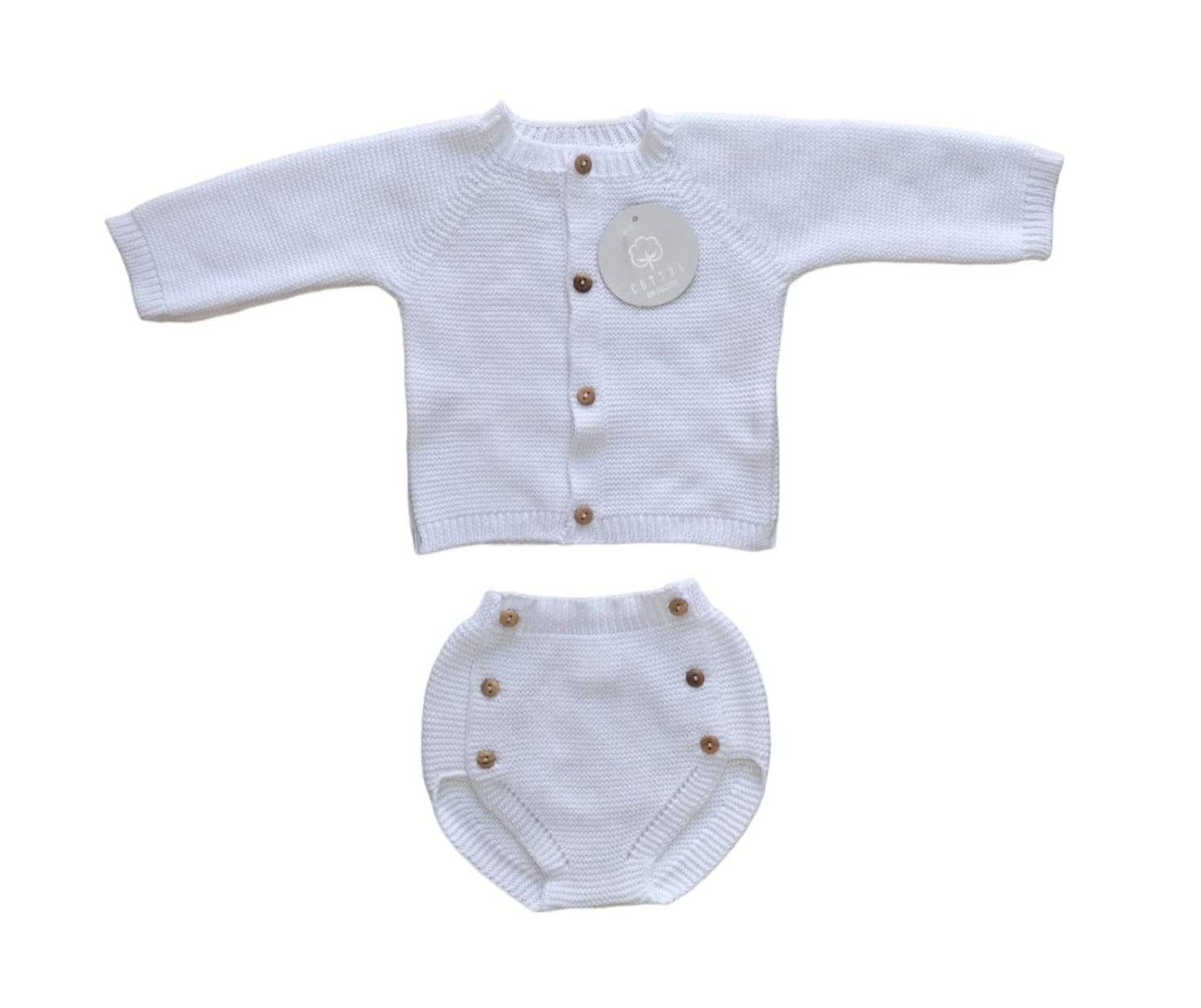 Set giacca con copri pannolino in punto  cotone 100%