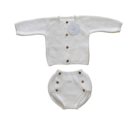 Set giacca con copri pannolino in cotone 100%: Perla / Tamanho único 0/3 meses