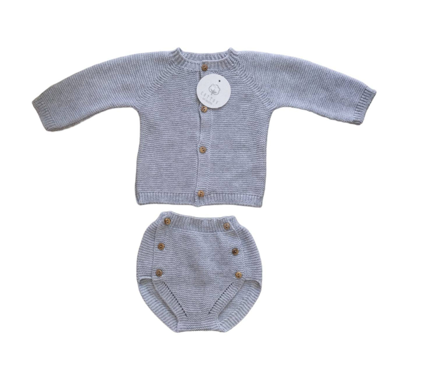 Set giacca con copri pannolino in cotone 100%: Celeste / Tamanho único 0/3 meses