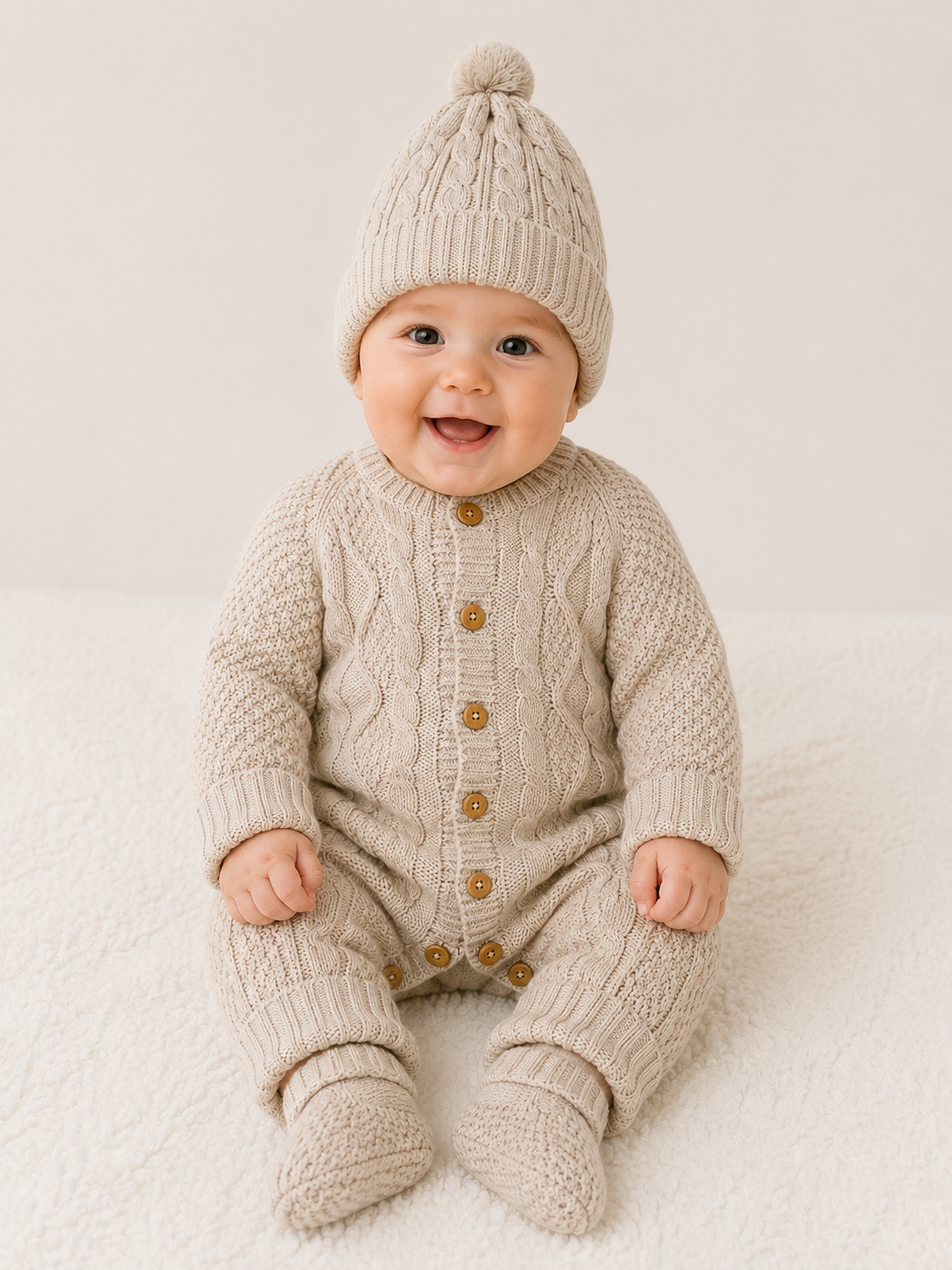 Set completo per neonato: tutina, cappello e scarpine: Rosso / 6 M