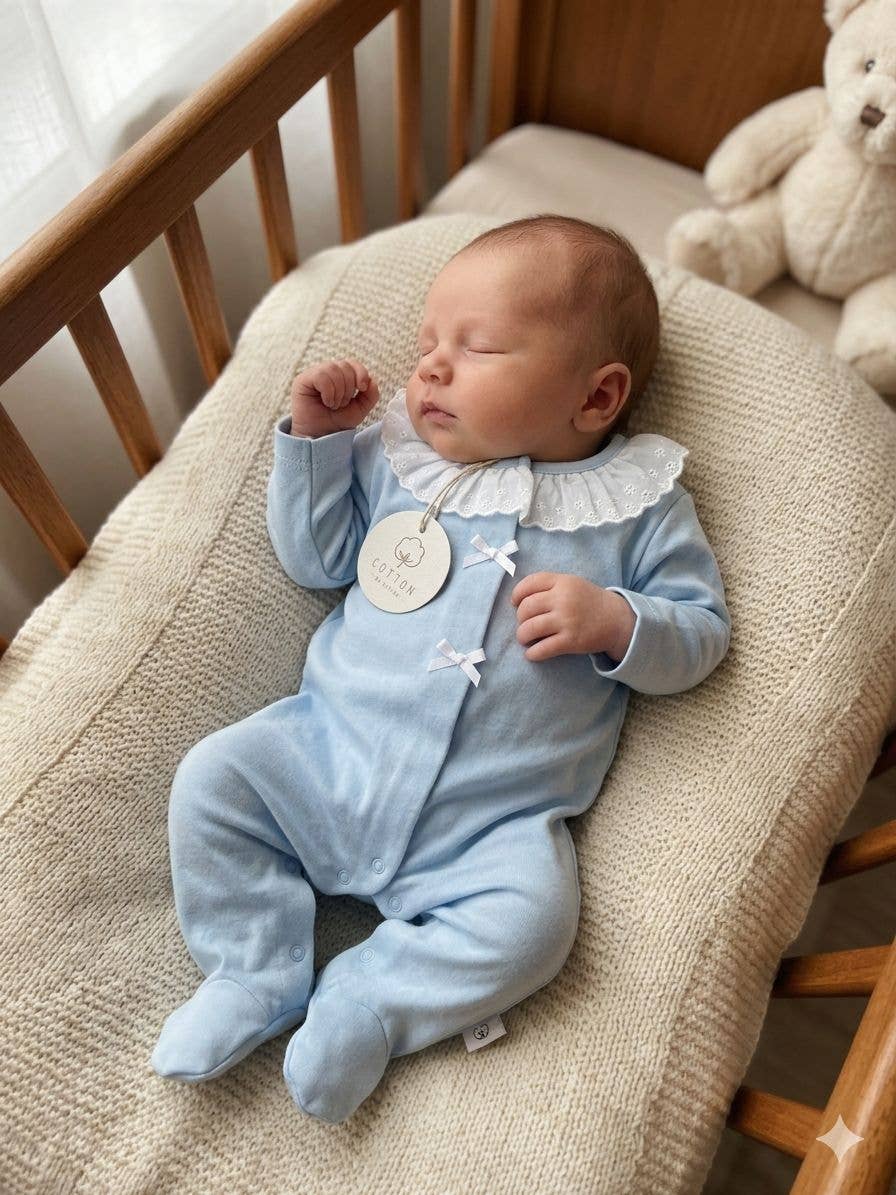035 Babygrow non cardato, 100% cotone, fabbricato in Portogallo