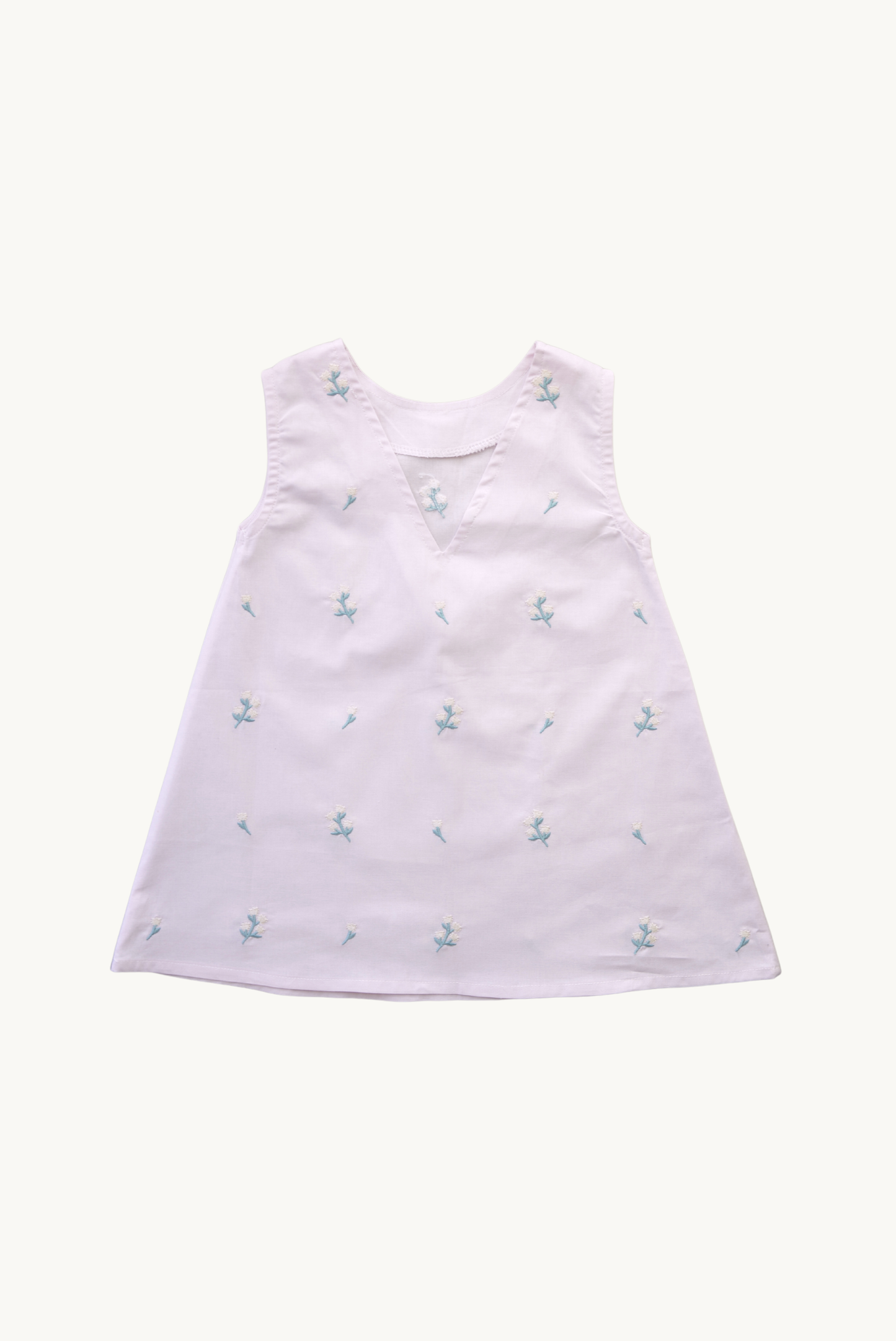 Abito estivo in cotone 100% con ricamo floreale per bambina, colore lilla