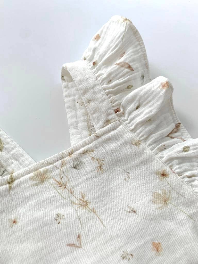 Tutina neonato in mussola di cotone 100% con stampa floreale
