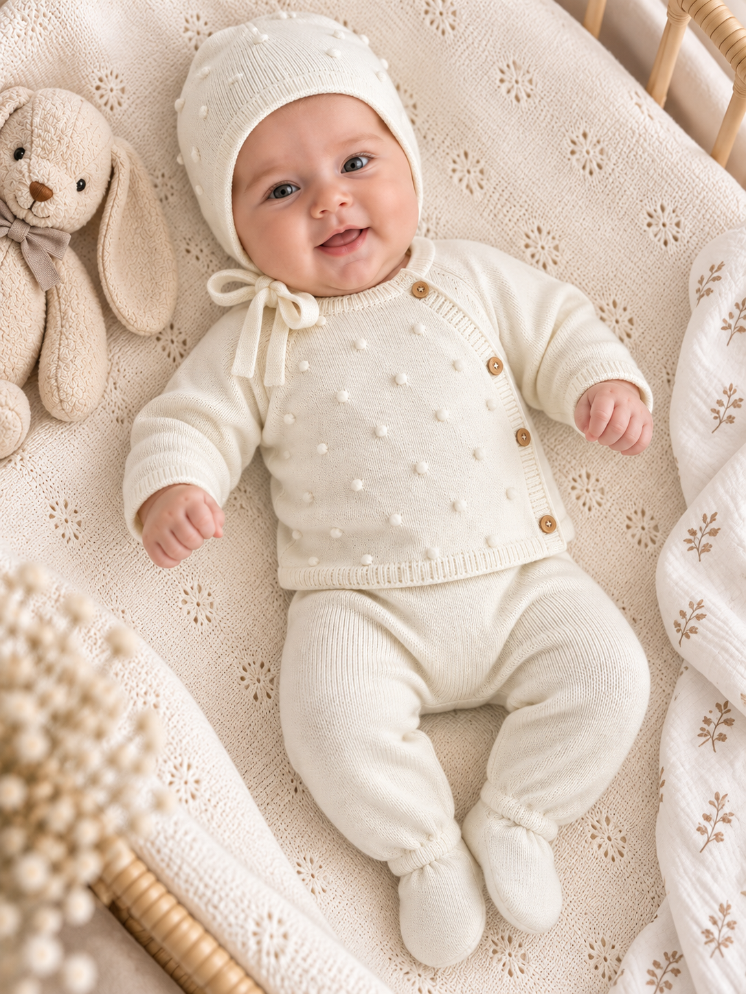 CT156 SET 3 PEZZI COTONE: Rosa Bebé / 0/3 mesi