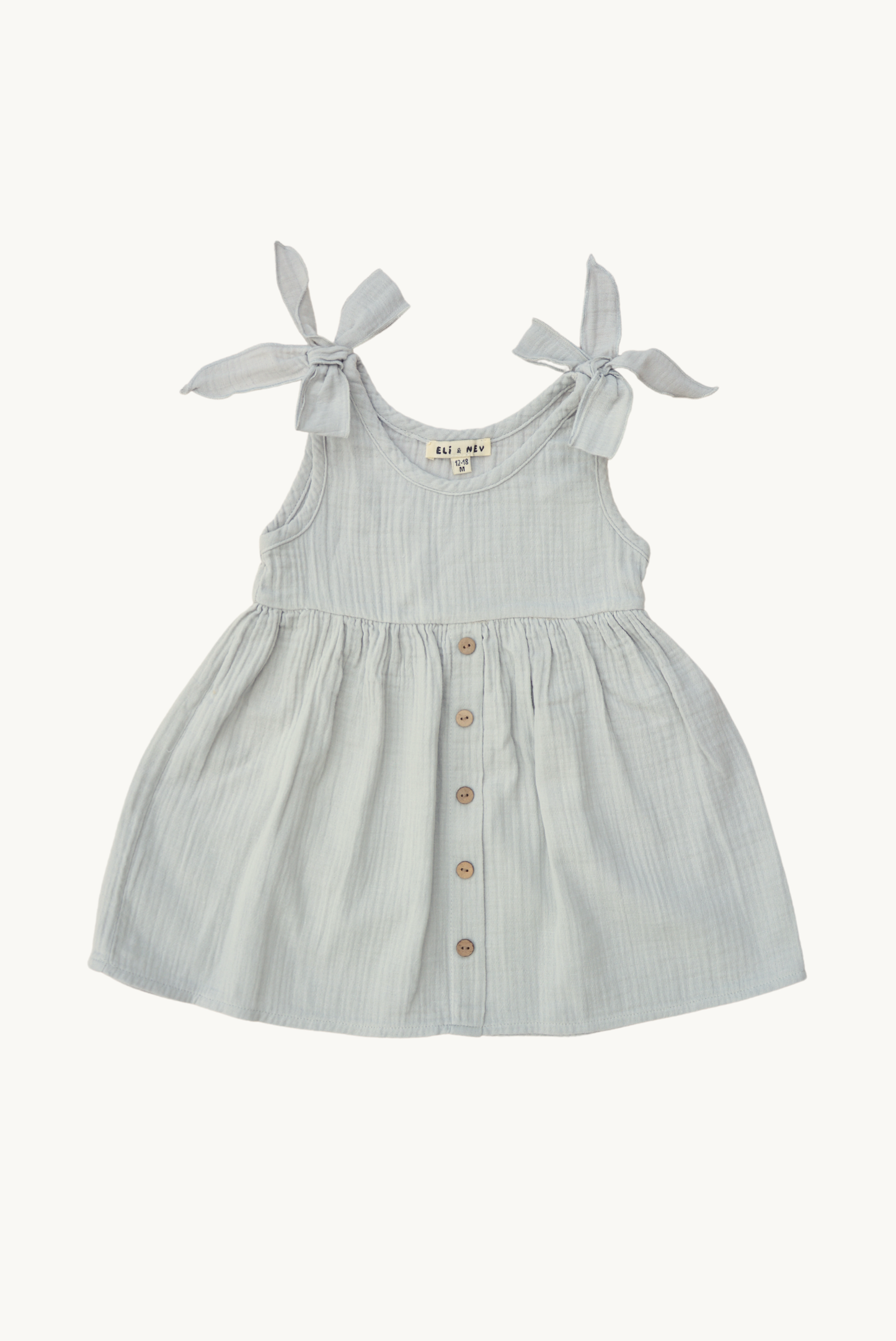 Vestito estivo in mussola di cotone 100% verde salvia per bambina