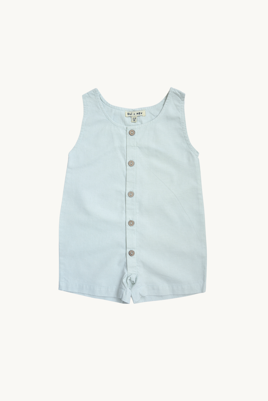 Tutina senza maniche verde salvia in cotone 100% OEKO-TEX con bottoni