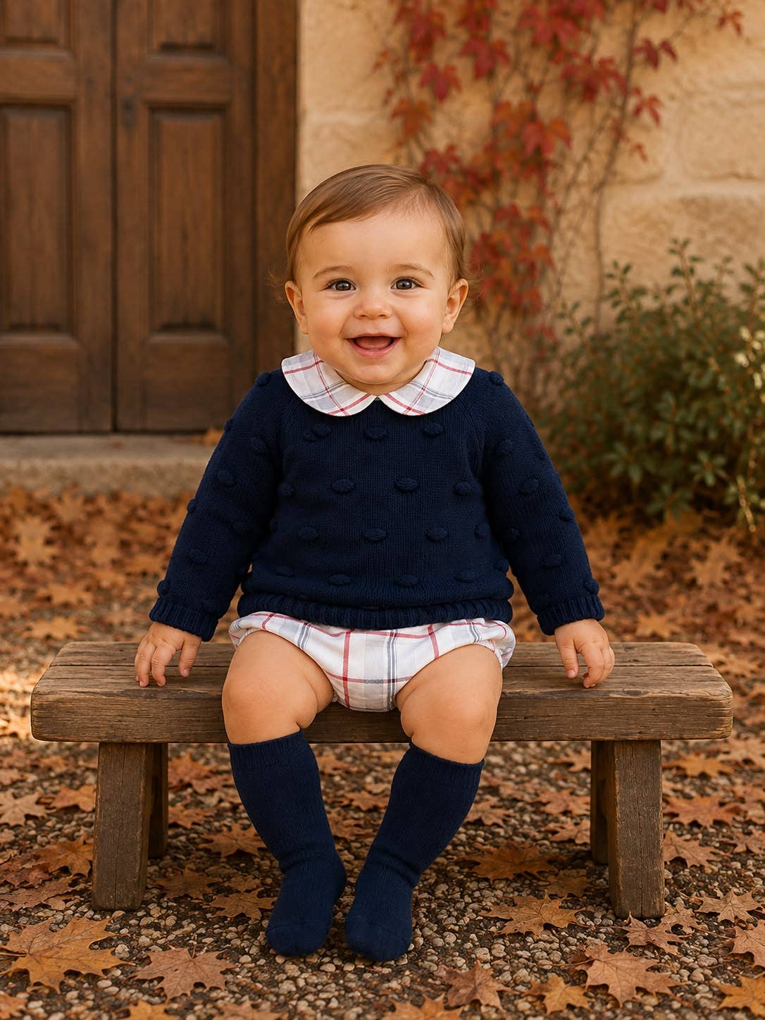 Completo Bambino 2 Pezzi a Quadri – Rif. 15: BLU NAVY / 3/6 mesi