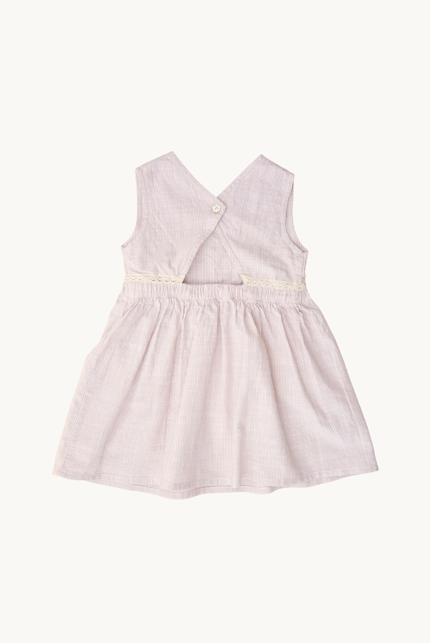 Abito estivo a righe per bambini con dettaglio schiena, 100% cotone