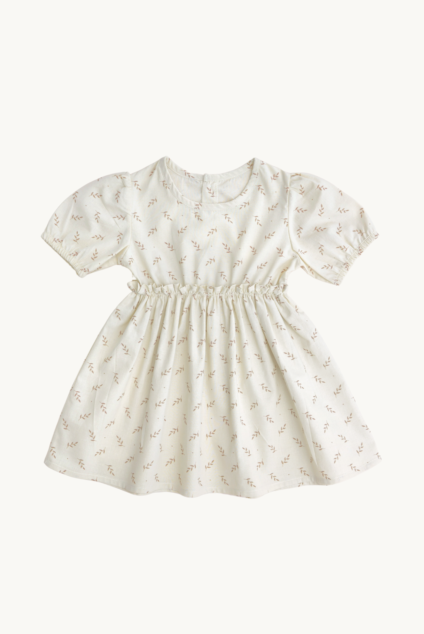 Abito estivo beige con stampa floreale per bambina 100% cotone OEKO-TEX