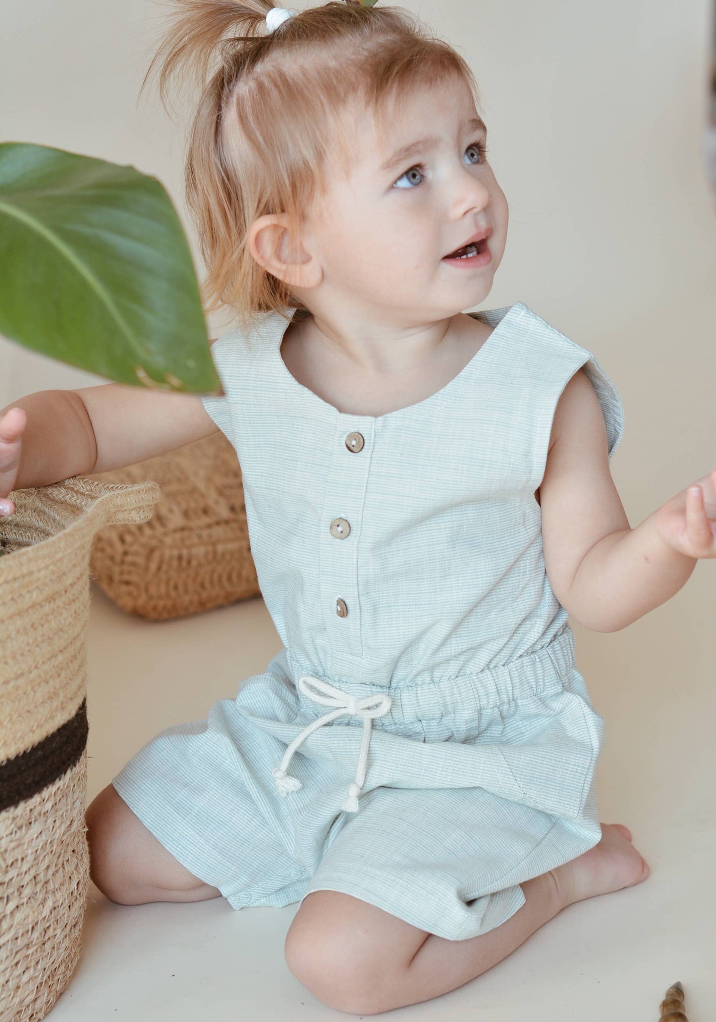 Tutina estiva verde per neonati/bambini in cotone 100% certificato OEKO-TEX